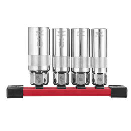 4pc 3/8" Drive Spark Plug Socket Set on Rail